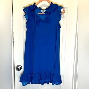 CeCe Blue Sleeveless Sundress with Collar for Cocktail